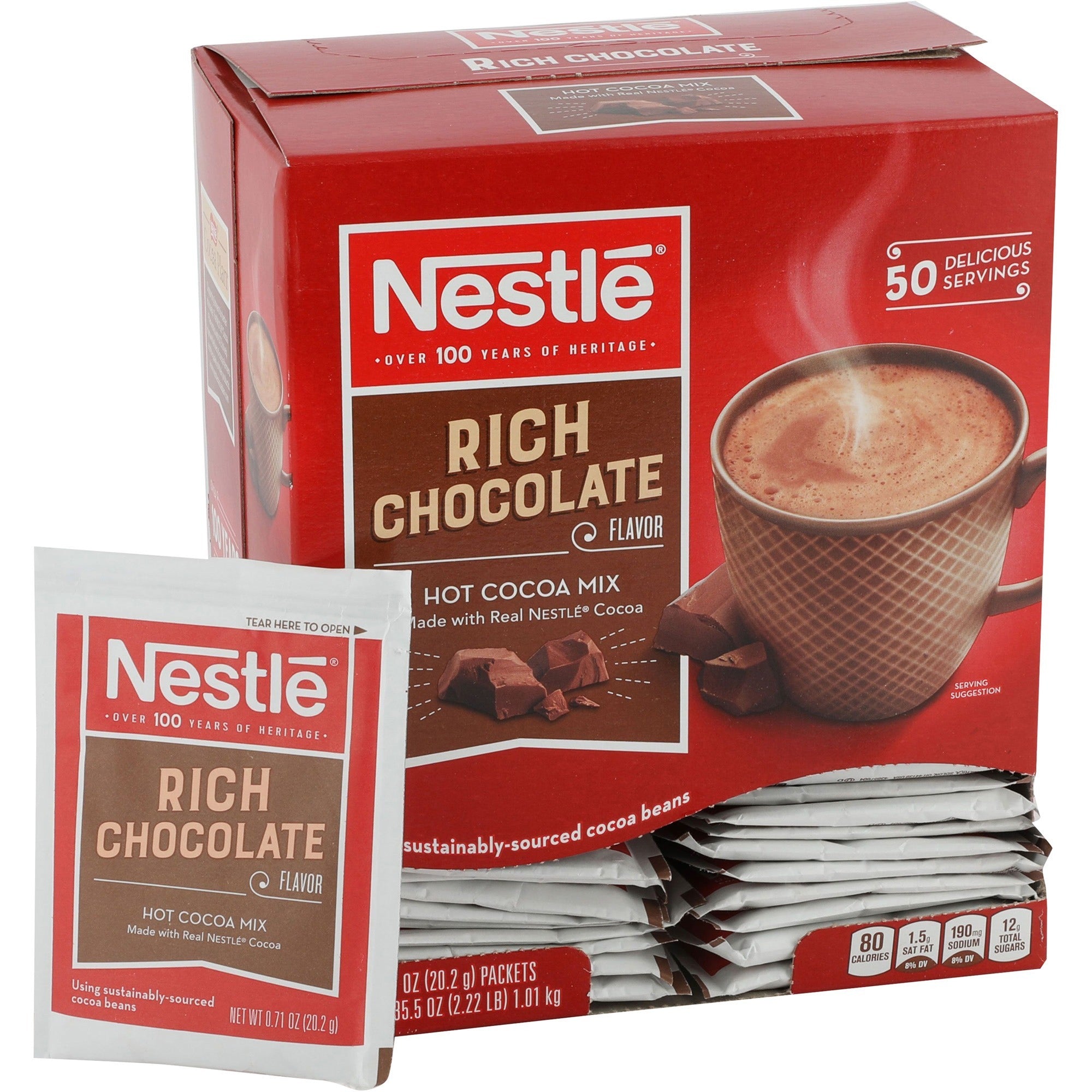 Nestle&reg; Rich Chocolate Single-Serve Hot Cocoa Packets - Powder - 0.71 oz - 50 / Box