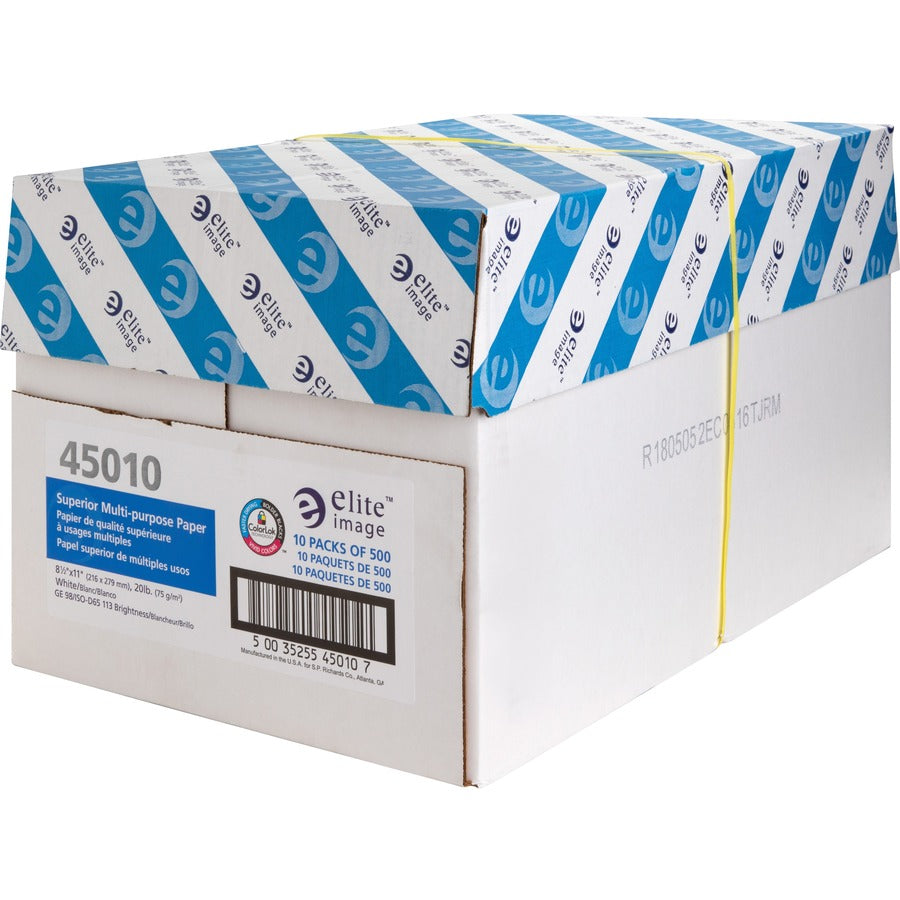 Elite Image Multipurpose Paper - White - 98 Brightness - Letter - 8 1/2" x 11" - 20 lb Basis Weight - Sustainable Forestry Initiative (SFI) - Bright White - 500/Pack - 10 / Carton