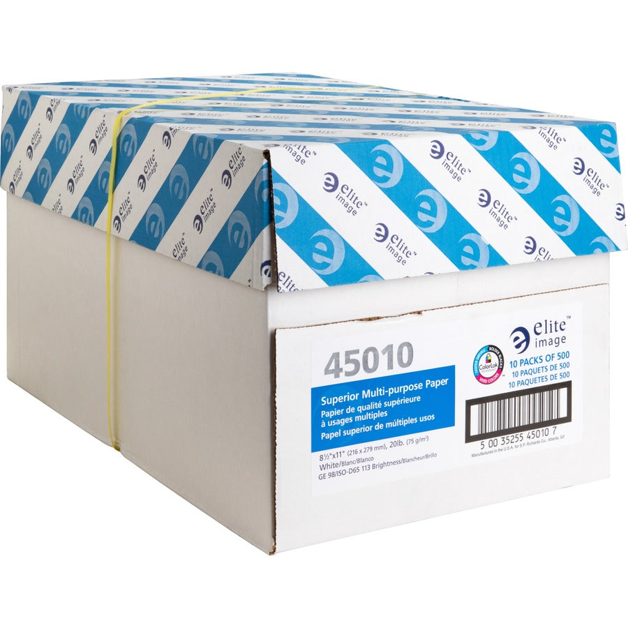 Elite Image Multipurpose Paper - White - 98 Brightness - Letter - 8 1/2" x 11" - 20 lb Basis Weight - Sustainable Forestry Initiative (SFI) - Bright White - 500/Pack - 10 / Carton