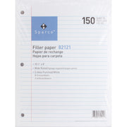 Sparco 3HP Filler Paper - 150 Sheets - Wide Ruled Front Ruling - 16 lb Basis Weight - 8" x 10 1/2" Sheet Size - White Paper - Bleed-free - 150 / Pack