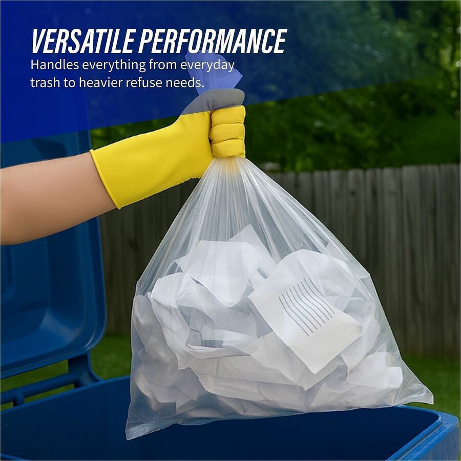 Genuine Joe Clear Trash Can Liners - Small Size - 10 gal Capacity - 23" Length x 24" Width x 0.60 mil (15 Micron) Thickness - Low Density - Clear - 25/Roll - 1 Carton