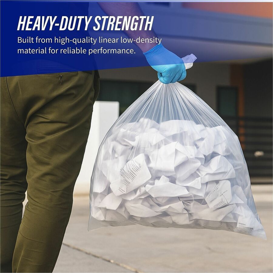 Genuine Joe Clear Trash Can Liners - Small Size - 10 gal Capacity - 23" Length x 24" Width x 0.60 mil (15 Micron) Thickness - Low Density - Clear - 25/Roll - 1 Carton