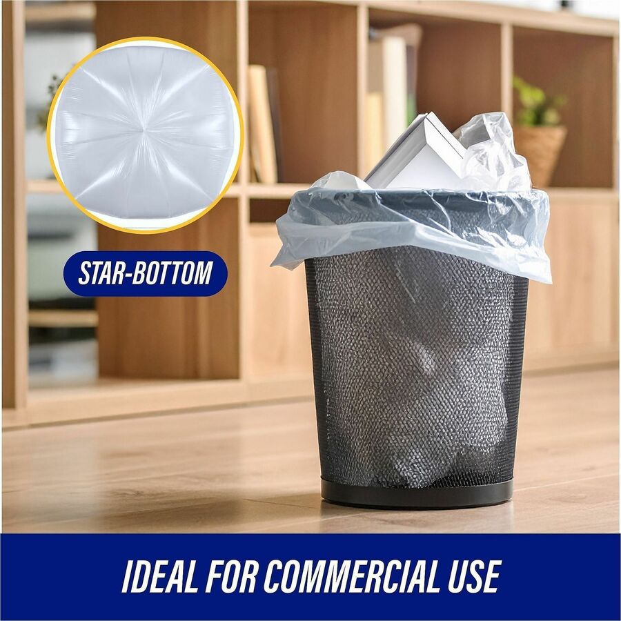 Genuine Joe Clear Trash Can Liners - Small Size - 10 gal Capacity - 23" Length x 24" Width x 0.60 mil (15 Micron) Thickness - Low Density - Clear - 25/Roll - 1 Carton