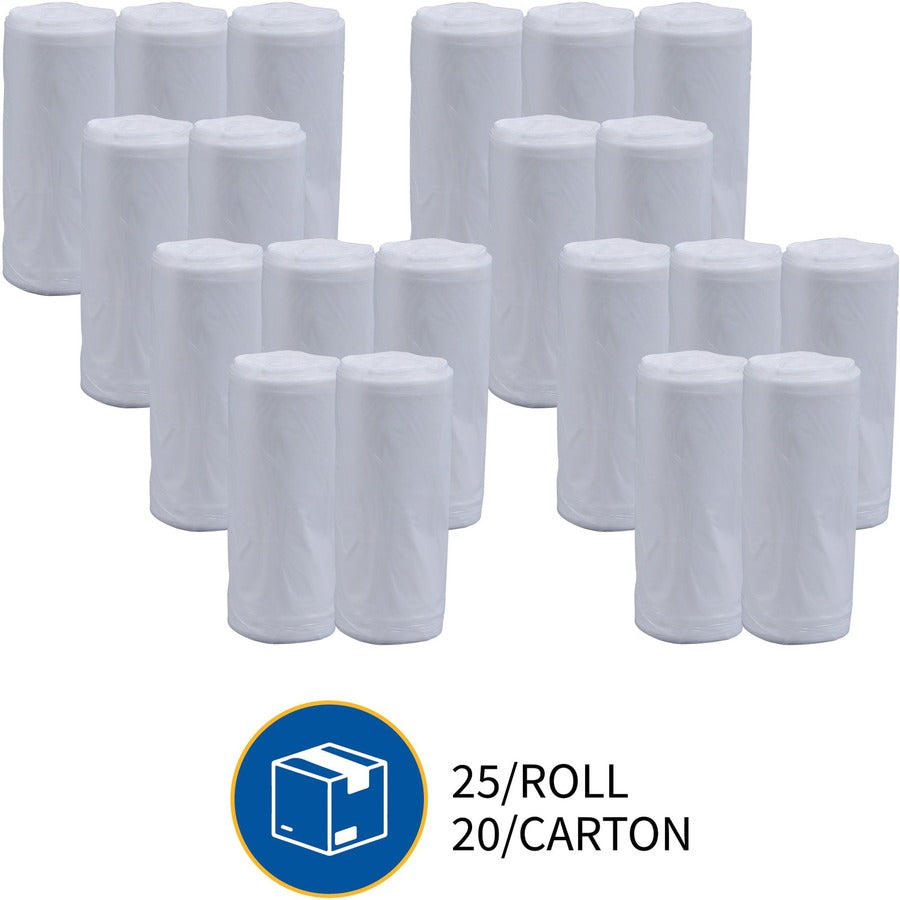 Genuine Joe Clear Trash Can Liners - Small Size - 16 gal Capacity - 33" Length x 24" Width x 0.60 mil (15 Micron) Thickness - Low Density - Clear - 500/Box - 1 Carton