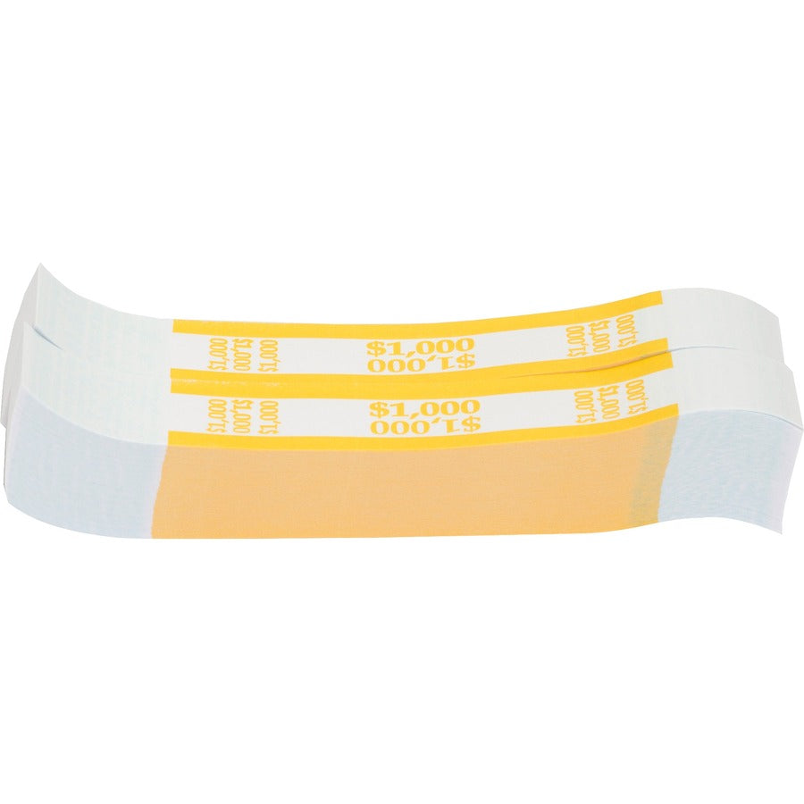 Sparco White Kraft ABA Bill Straps - 1000 Wrap(s) - Total $1,000 in $10 Denomination - Kraft - Yellow - 1000 / Pack