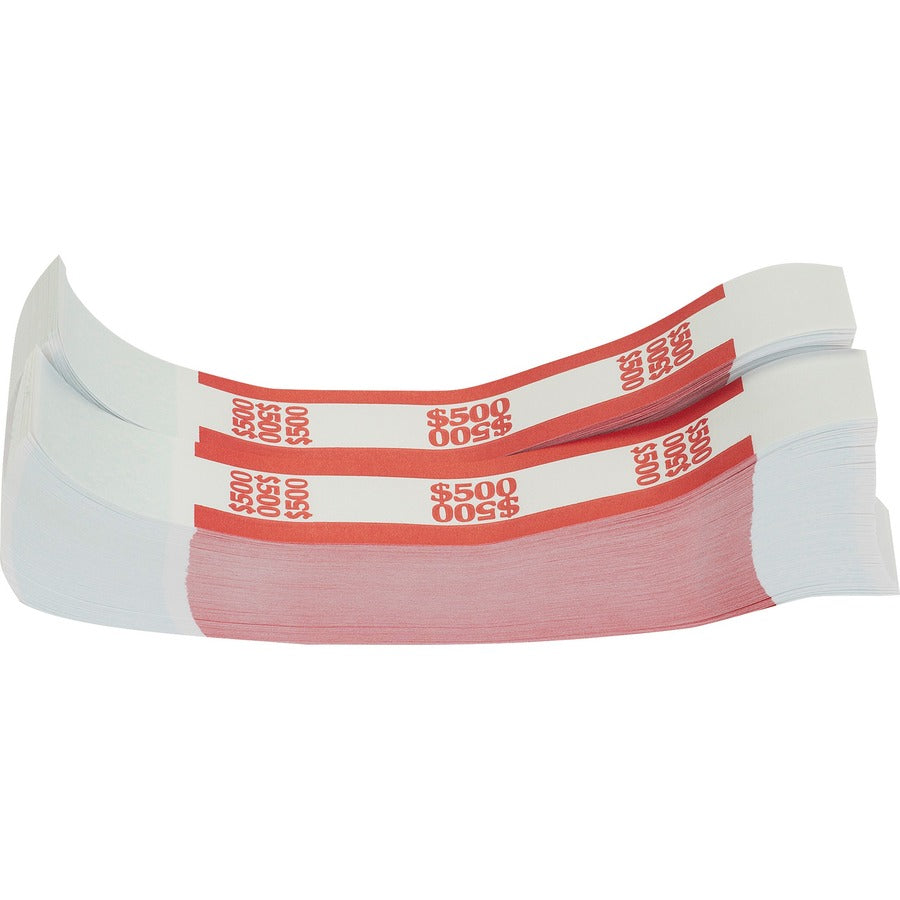 Sparco White Kraft ABA Bill Straps - 1000 Wrap(s) - Total $500 in $5 Denomination - Kraft - Red - 1000 / Pack