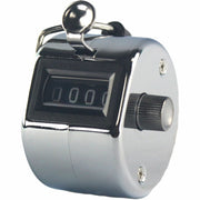Sparco Finger Ring Tally Counter, 4 Digit, Handheld, Chrome Plated Steel, Silver, 1 Each