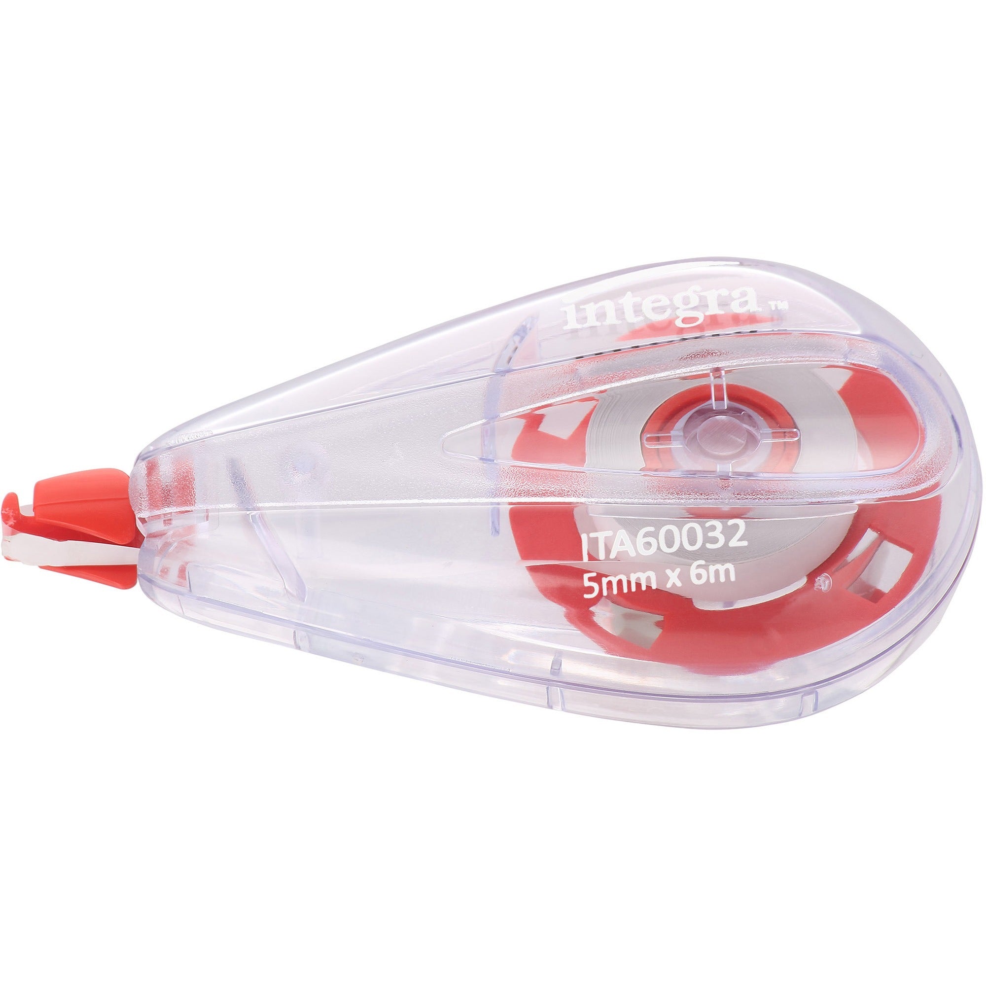 Integra White Correction Tape - 0.20" Tape Width x 19.69 ft Tape Length - White Tape - White Dispenser - Non-refillable - White - 1 Each