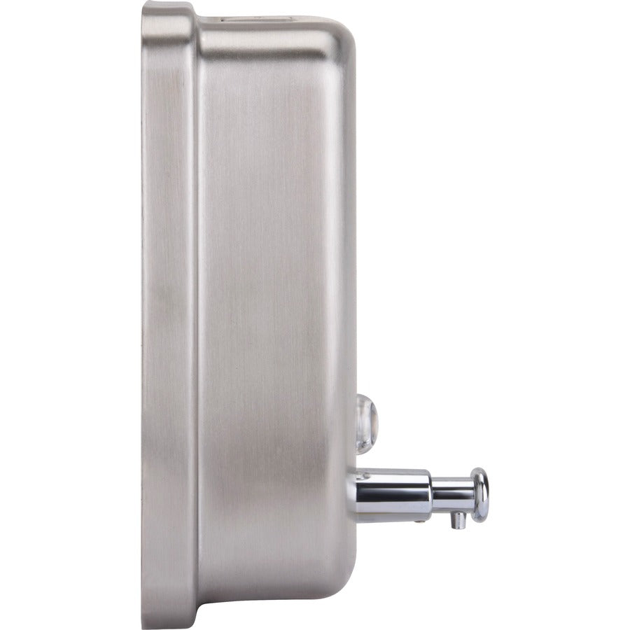 Genuine Joe Liquid/Lotion Soap Dispenser - Manual - 31.50 fl oz Capacity - Corrosion Resistant, Wall Mountable, Rust Proof - Stainless Steel - 1 Each