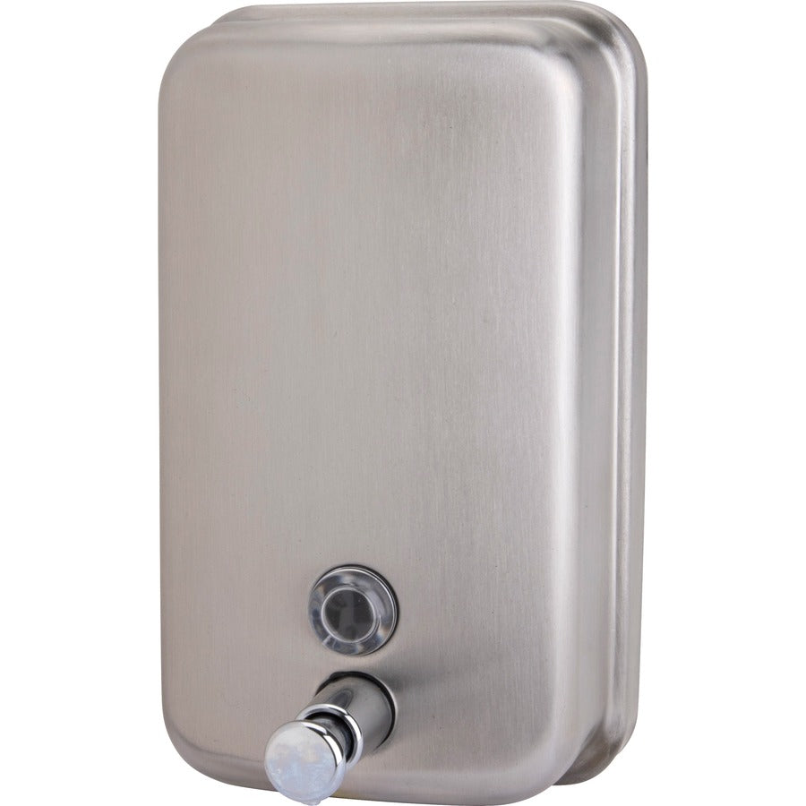 Genuine Joe Liquid/Lotion Soap Dispenser - Manual - 31.50 fl oz Capacity - Corrosion Resistant, Wall Mountable, Rust Proof - Stainless Steel - 1 Each