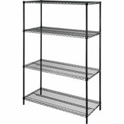 Lorell Industrial Wire Shelving - 48" Width x 18" Depth x 72" Height - 4 x Shelf(ves) - 4000 lb Load Capacity - Black - Powder Coated - Steel - Assembly Required
