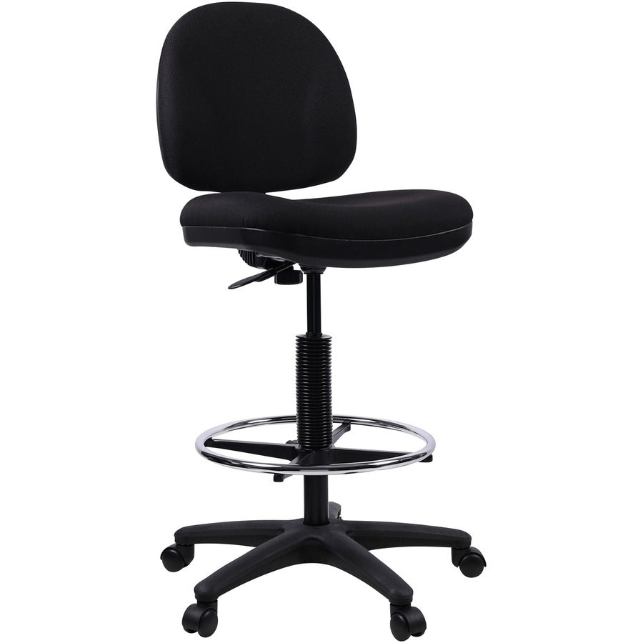Lorell Millenia Series Adjustable Task Stool with Back - Black Seat Color - Black - 1 Each