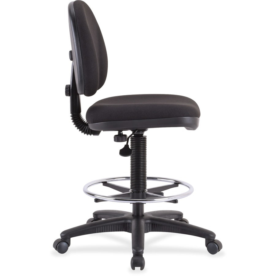 Lorell Millenia Series Adjustable Task Stool with Back - Black Seat Color - Black - 1 Each