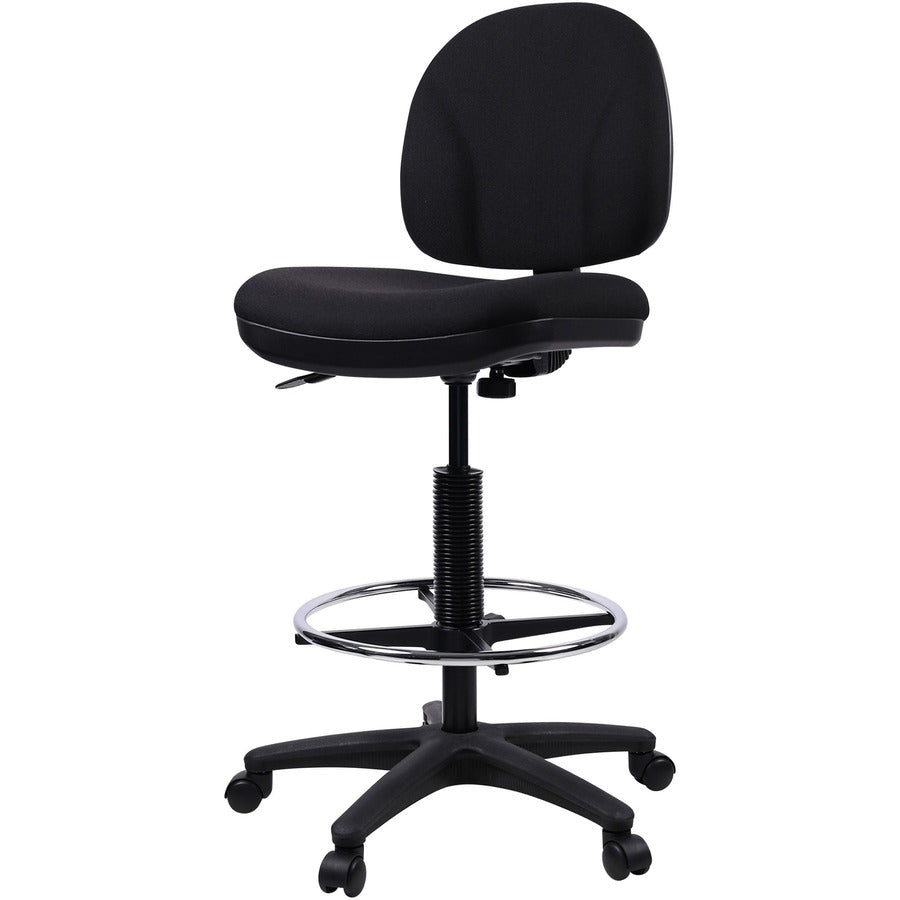 Lorell Millenia Series Adjustable Task Stool with Back - Black Seat Color - Black - 1 Each