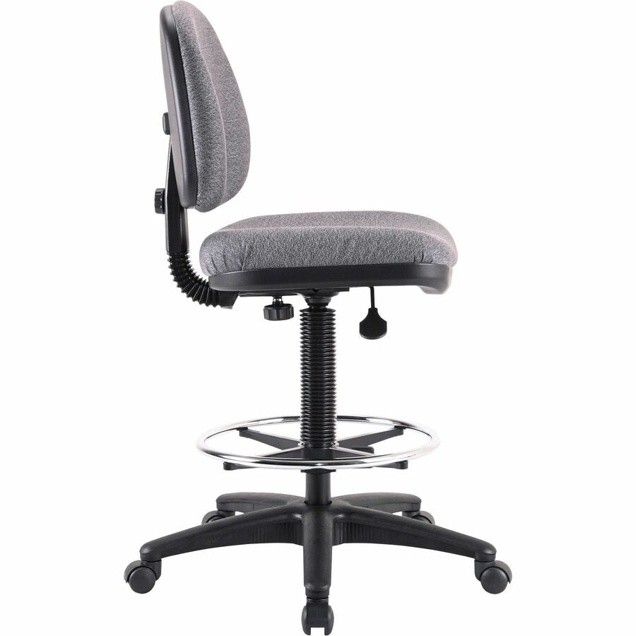 Lorell Millenia Series Adjustable Task Stool with Back - Gray Seat Color - Gray - 1 Each