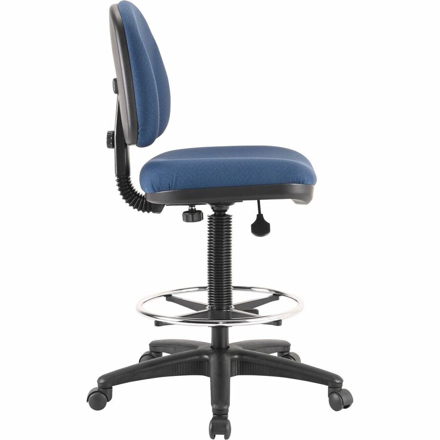 Lorell Millenia Series Adjustable Task Stool with Back - Blue Seat Color - Blue - 1 Each