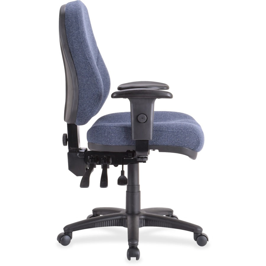 Lorell Bailey High-Back Multi-Task Chair - Blue Seat Color - Acrylic Seat Material - Black Frame Color - 1 Each