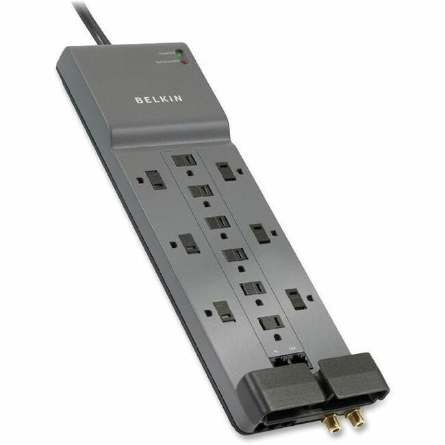 Gray - Right Angle - 12 x AC Power - 1875 VA - 3996 J - 125 V AC Input - Phone/Fax/Modem/DSL, Ethernet, Coaxial Cable Line - 10 ft