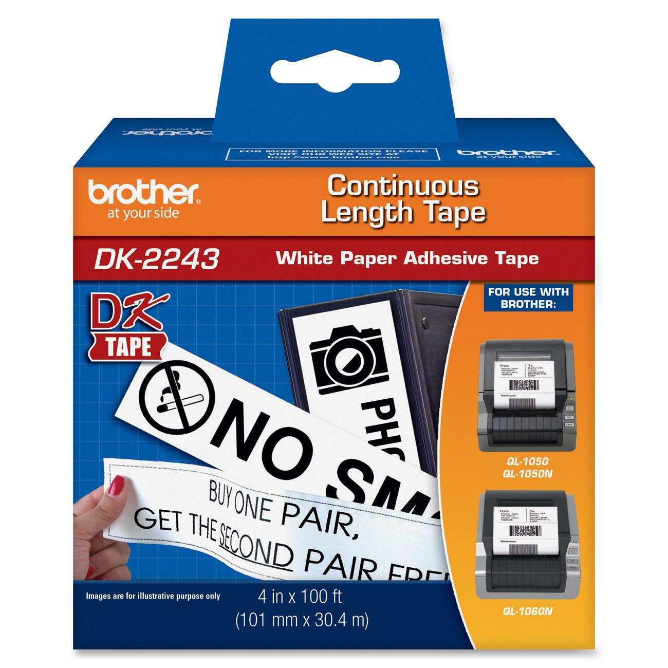 4" Width - Direct Thermal - White - Paper - 1 Box