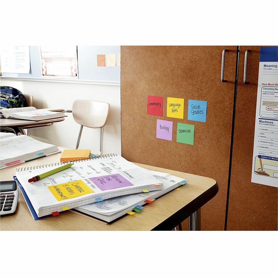 Post-it Super Sticky Notes, Playful Primaries Color Collection, 3" x 3", 90 Sheets per Pad, 12 Pads/Pack, Multicolor (Candy Apple Red, Vital Orange, Sunnyside, Lucky Green, Blue Paradise, Iris Infusion)