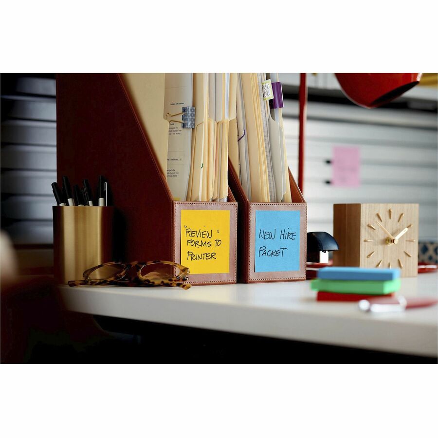 Post-it Super Sticky Notes, Playful Primaries Color Collection, 3" x 3", 90 Sheets per Pad, 12 Pads/Pack, Multicolor (Candy Apple Red, Vital Orange, Sunnyside, Lucky Green, Blue Paradise, Iris Infusion)