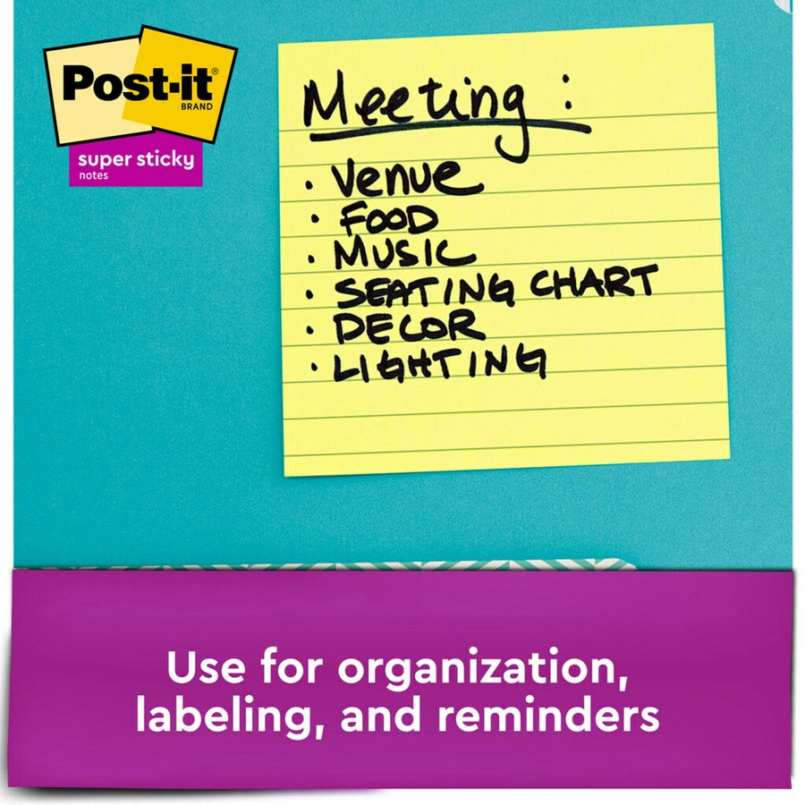 1080 - 4" Flag/Note Width x 4" Flag/Note Length - Square - 90 Sheets per Pad - Ruled - Canary Yellow - Paper - Self-adhesive, Repositionable - 12 / Pack