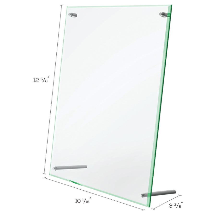 8.5" Width x 12.6" Height x 3.4" Depth - Rectangular Shape - Lightweight, Self-standing, Beveled Edge - Clear - 1 Each