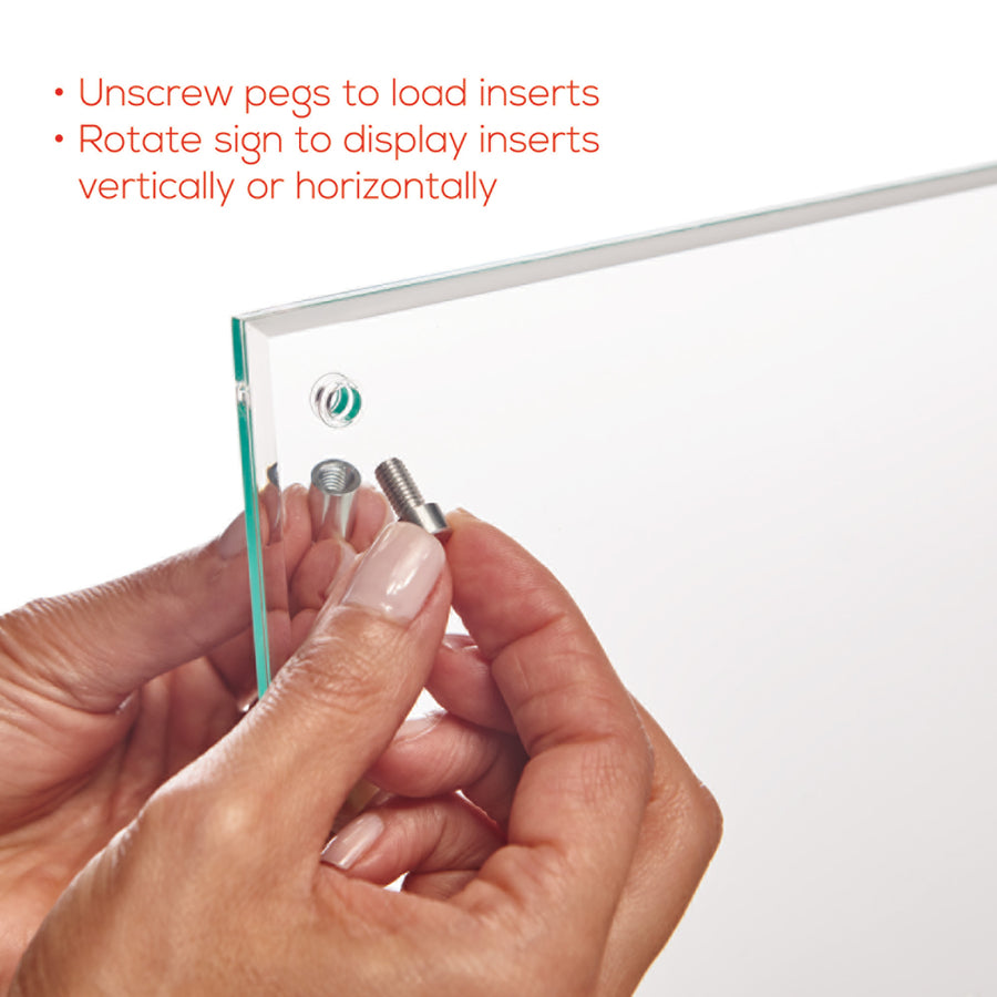 8.5" Width x 12.6" Height x 3.4" Depth - Rectangular Shape - Lightweight, Self-standing, Beveled Edge - Clear - 1 Each