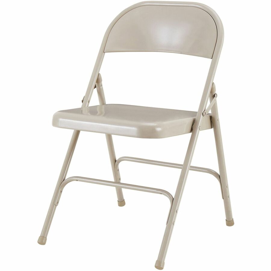 Lorell Folding Chairs - Beige Seat Color - Steel Seat Material - Beige Frame Color - Steel Frame Material - 4 / Carton