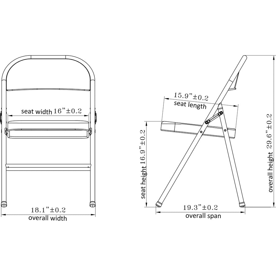 Lorell Folding Chairs - Beige Seat Color - Steel Seat Material - Beige Frame Color - Steel Frame Material - 4 / Carton