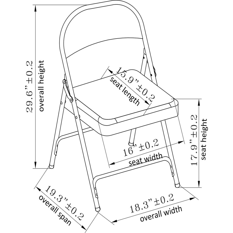 Lorell Padded Seat Folding Chairs - Beige Seat Color - Vinyl Seat Material - Beige Frame Color - Steel Frame Material - 4 / Carton