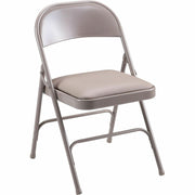 Lorell Padded Seat Folding Chairs - Beige Seat Color - Vinyl Seat Material - Beige Frame Color - Steel Frame Material - 4 / Carton