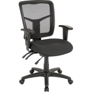 Lorell ErgoMesh Series Managerial Mesh Mid-Back Chair - Black Seat Color - Fabric Seat Material - Black Back Color - Black Frame Color - Mid Back - 5-star Base - 1 Each