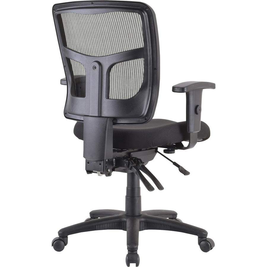 Lorell ErgoMesh Series Managerial Mesh Mid-Back Chair - Black Seat Color - Fabric Seat Material - Black Back Color - Black Frame Color - Mid Back - 5-star Base - 1 Each