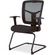 Lorell ErgoMesh Series Mesh Back Guest Chair with Arms - Black Seat Color - Fabric Seat Material - Black Back Color - Mesh Back Material - Cantilever Base - 1 Each