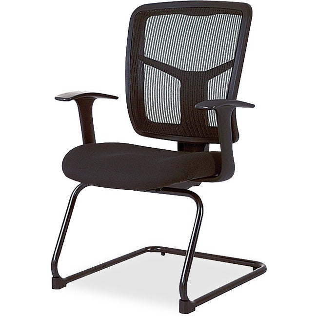 Lorell ErgoMesh Series Mesh Back Guest Chair with Arms - Black Seat Color - Fabric Seat Material - Black Back Color - Mesh Back Material - Cantilever Base - 1 Each