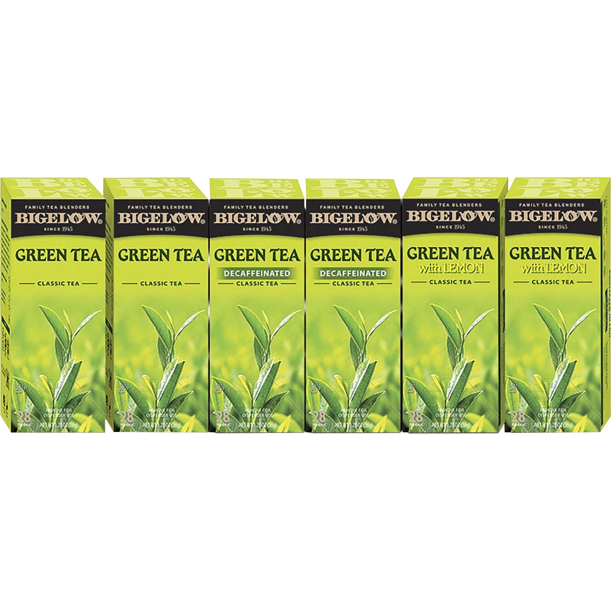 Bigelow Assorted Flavor Green Tea Bags, 28 Bags per Box, 6 Boxes per Carton