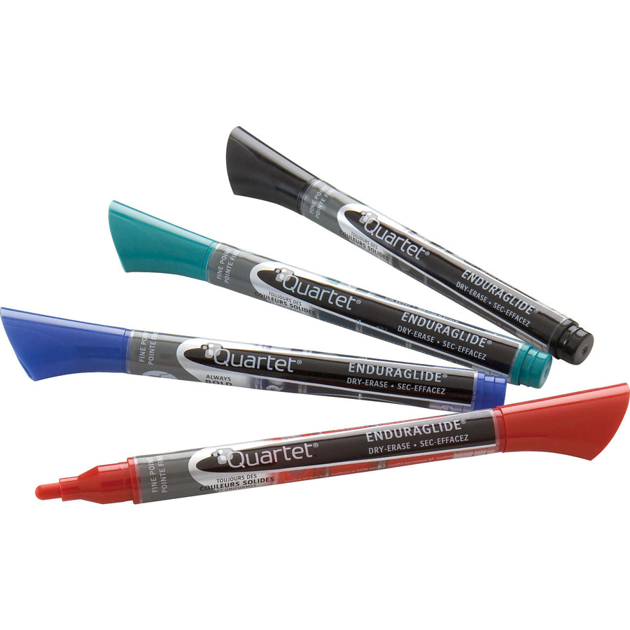 Quartet EnduraGlide Dry-Erase Markers - Fine Marker Point - Red, Green, Black, Blue Ink - 4 / Set
