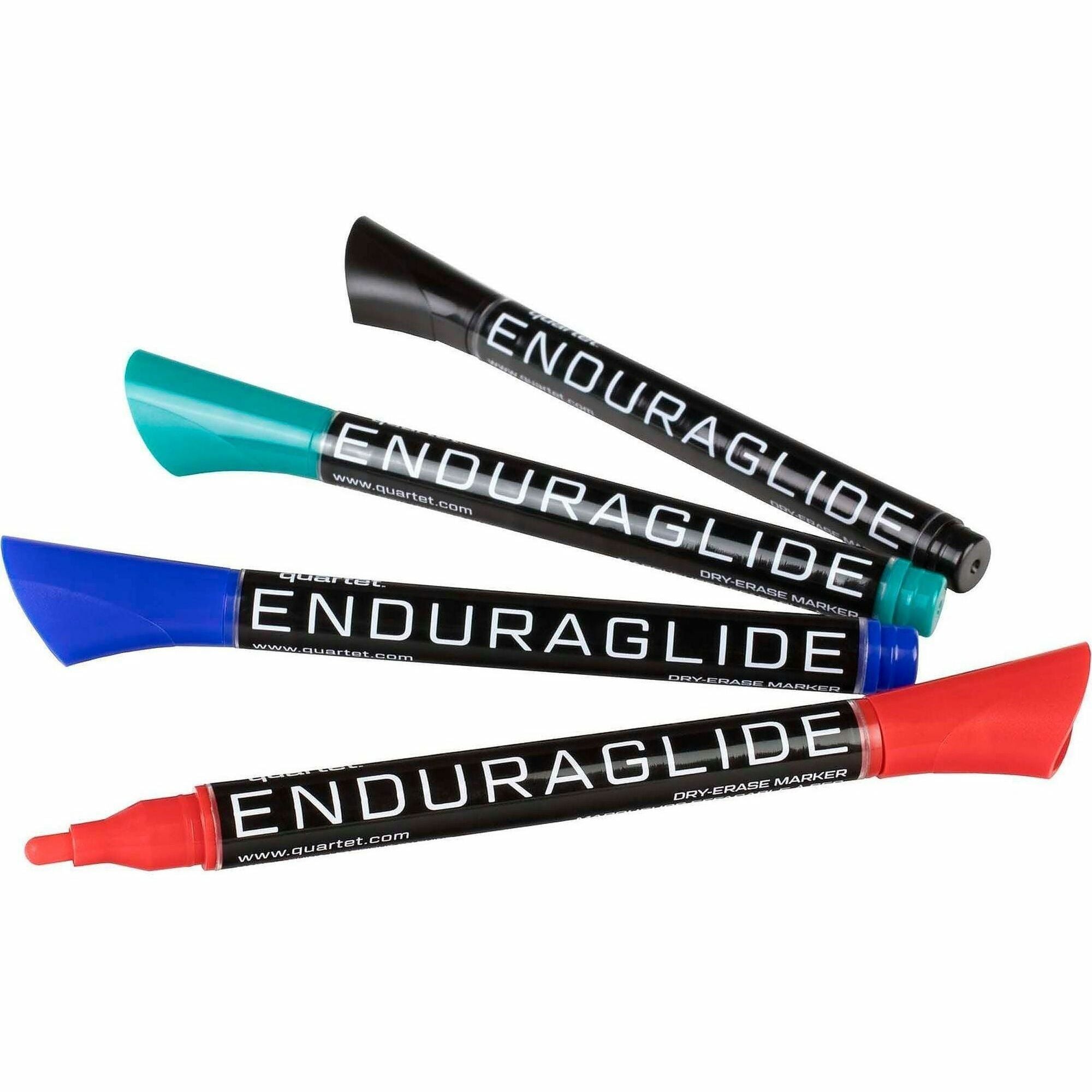 Quartet EnduraGlide Dry-Erase Markers - Fine Marker Point - Red, Green, Black, Blue Ink - 4 / Set