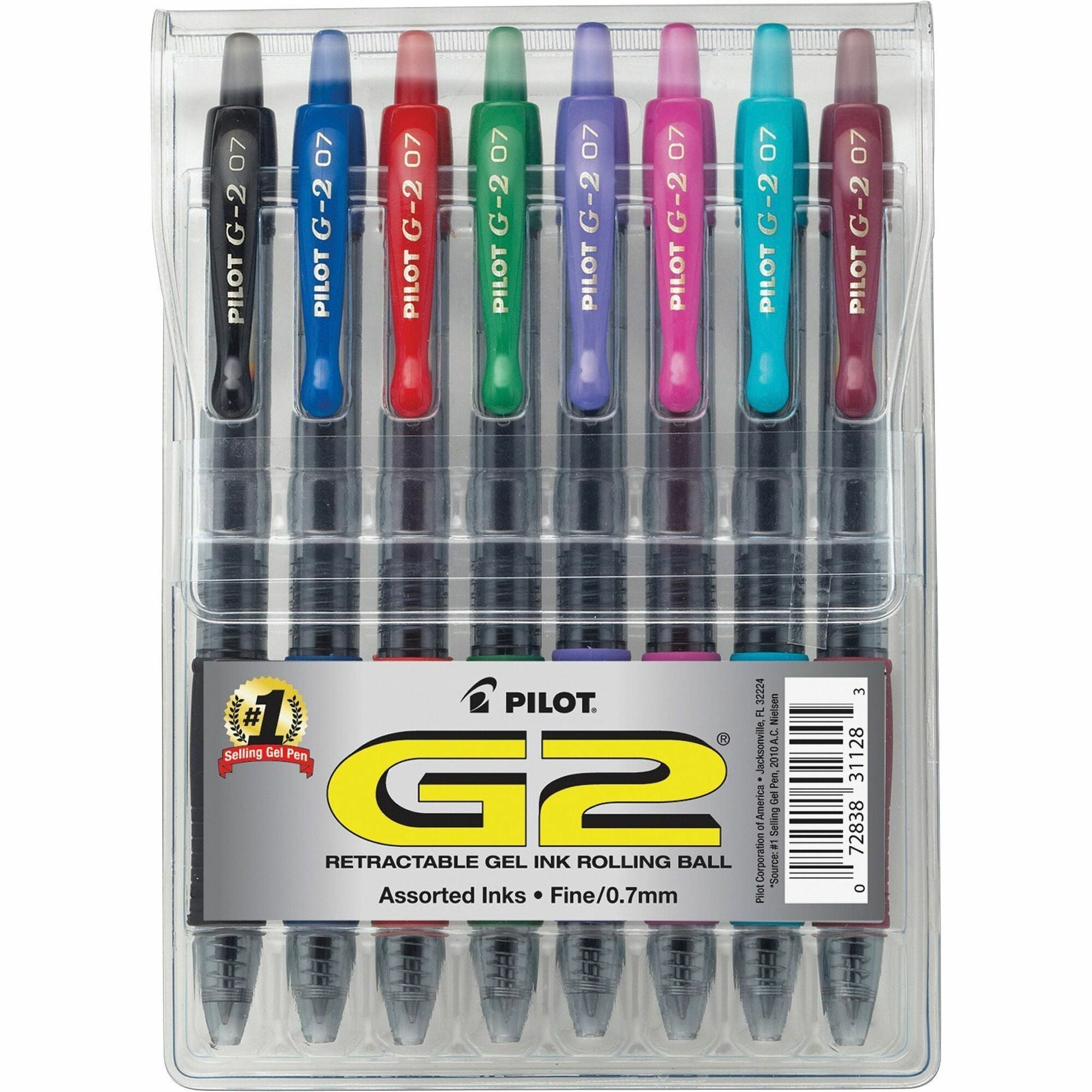 G2 Premium Gel Ink Retractable Pens - 0.7 mm Fine Pen Point - Refillable - Retractable - Assorted Ink - Gel-based - 8 / Pack