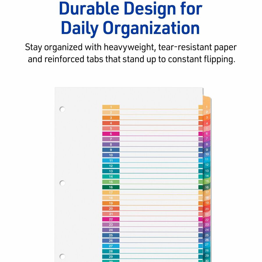 Avery 1-31 Dividers, 31 Tabs, Ready Index, Multicolor Tabs (11129)
