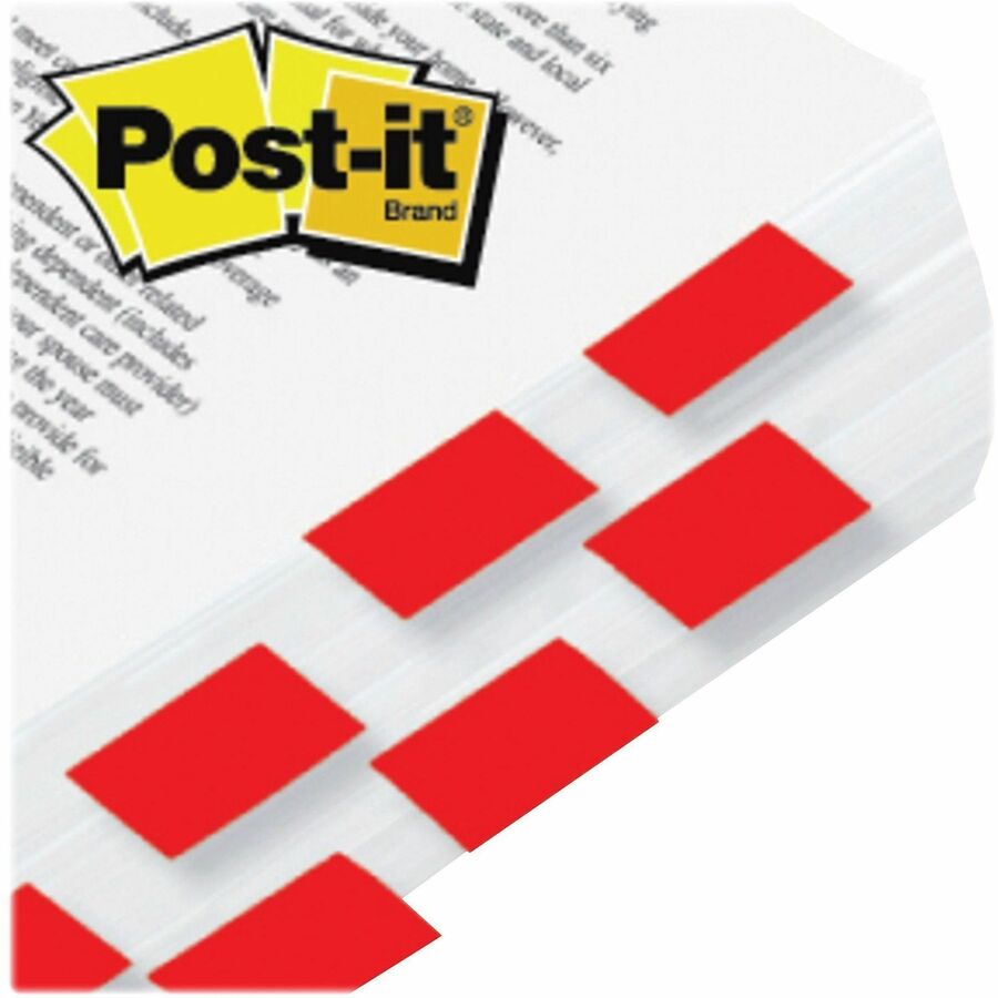 Post-it&reg; Flags - 100 - 1" Flag/Note Width x 1 3/4" Flag/Note Length - Rectangle - Unruled - Red - Removable, Self-adhesive - Dispenser Included - 1 Pack