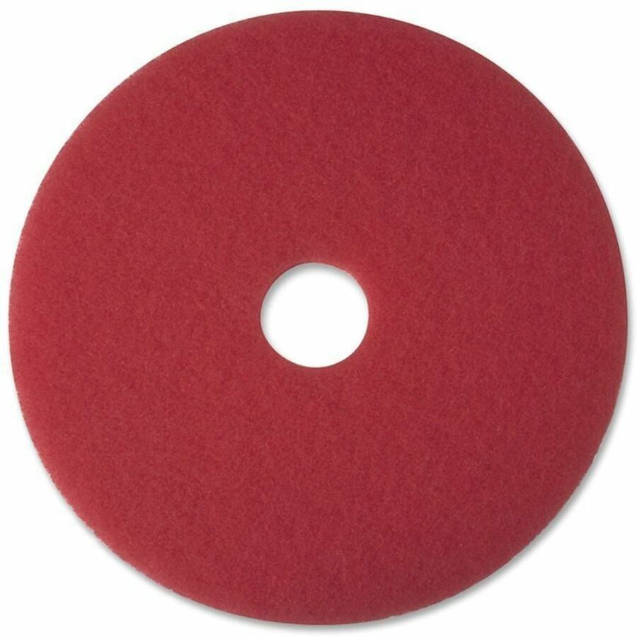 3M Red Buffer Pads - 20" Diameter - Polyester Fiber - Red - 5 / Carton