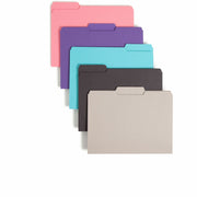 8 1/2" x 11" - 3/4" Expansion - Top Tab Location - Assorted Tab Position - 11 pt. - 1 Plys - Paper Stock - Aqua, Black, Dark Pink, Gray, Purple - 10% Recycled - 100 / Box