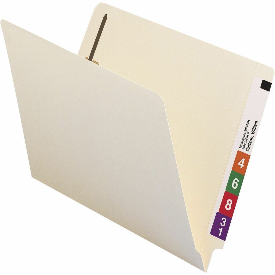 Smead Straight Tab Cut Letter Recycled Fastener Folder - 8 1/2" x 11" - 3/4" Expansion - 2 x 2B Fastener(s) - 2" for Folder - 11 pt. - 2 Plys - Manila - Acid-free - 100% Recycled - 50 / Box