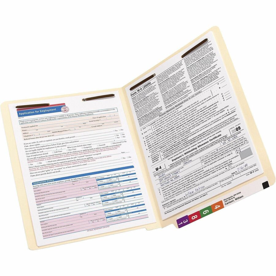 Smead Straight Tab Cut Letter Recycled Fastener Folder - 8 1/2" x 11" - 3/4" Expansion - 2 x 2B Fastener(s) - 2" for Folder - 11 pt. - 2 Plys - Manila - Acid-free - 100% Recycled - 50 / Box