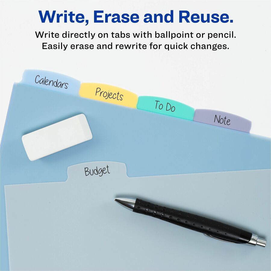 Avery&reg; Big Tab Write & Erase Plastic Dividers, 5 tabs, 1 set