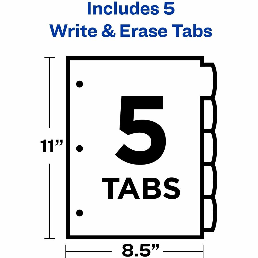 Avery&reg; Big Tab Write & Erase Plastic Dividers, 5 tabs, 1 set