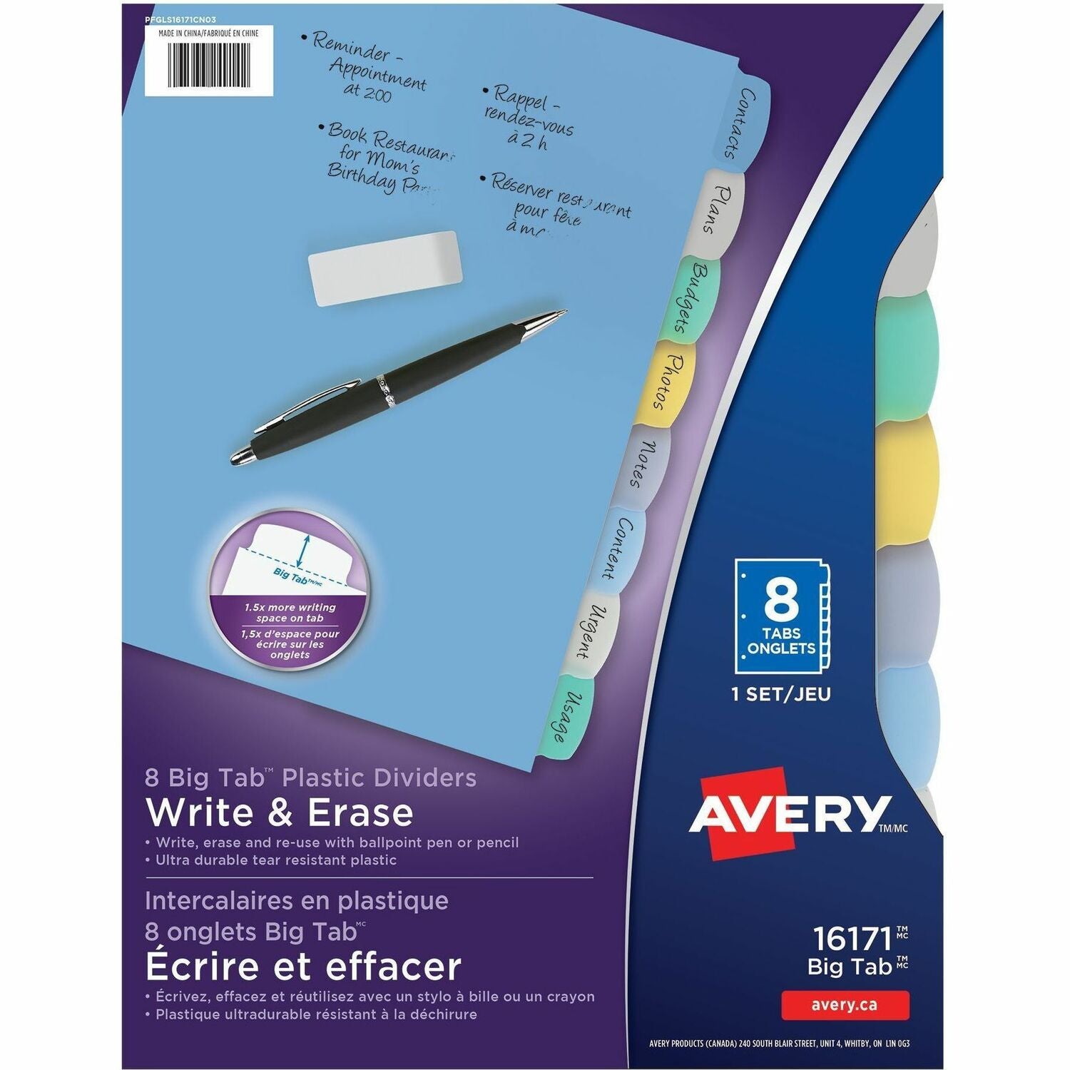 8 x Divider(s) - Write-on Tab(s) - 8 - 8 Tab(s)/Set - 8.5" Divider Width x 11" Divider Length - 3 Hole Punched - Multicolor Plastic Divider - Multicolor Plastic Tab(s) - 8 / Set