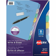 8 x Divider(s) - Write-on Tab(s) - 8 - 8 Tab(s)/Set - 8.5" Divider Width x 11" Divider Length - 3 Hole Punched - Multicolor Plastic Divider - Multicolor Plastic Tab(s) - 8 / Set